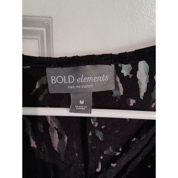 Black Lace Sexy Long Sleeve Animal Print Bodycon Midi Dress Bold Elements M NWT - Picture 8 of 13